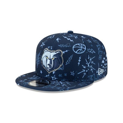 Blue Memphis Grizzlies Hat - New Era NBA Doodle 9FIFTY Snapback Caps USA8725104